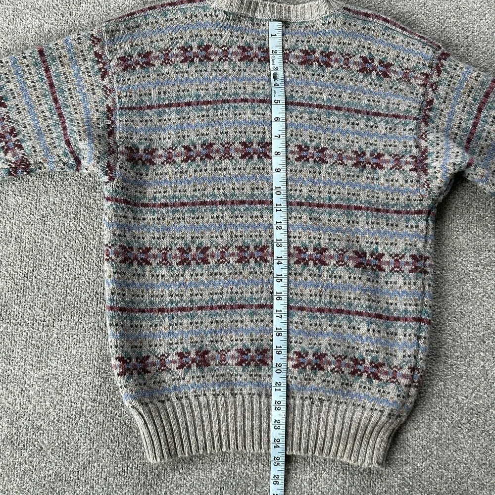 Vintage Hunting Horn Sweater Mens M Multicolor Shetland Wool Fair Isle Hong Kong